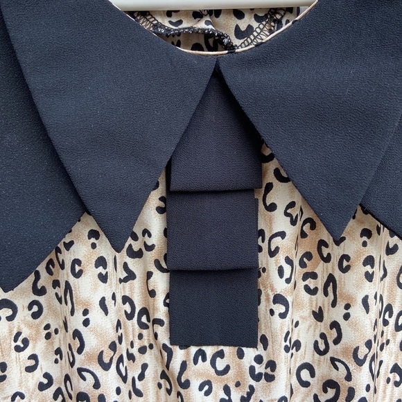 🍀3 for $25🍀Angel Eye London Black and Animal Print Dress with Collar Size M - Picture 8 of 11